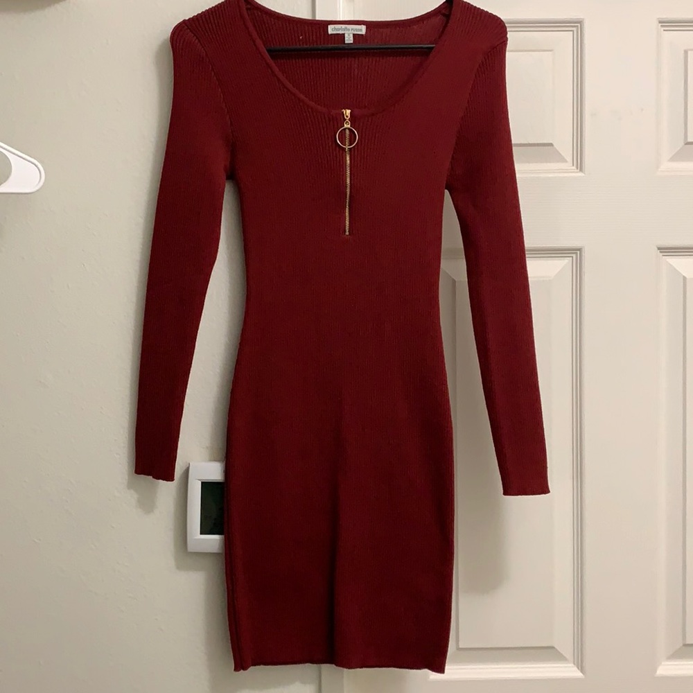 Maroon tight fitting dress from Charlotte Russe